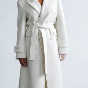 Cream Double-Breasted Wool Coat